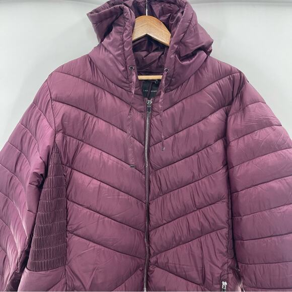 Lane Bryant Prima Puffer Lightweight Packable Winter Jacket in Wine Size 26/28 - Picture 3 of 14